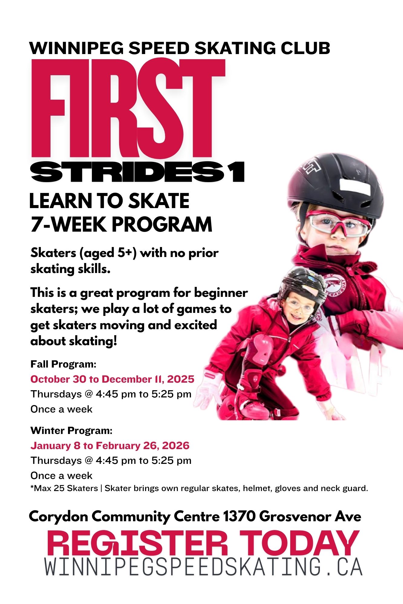 Learn to Skate First Strides 7-week Program WINTER – Winnipeg Speed ...